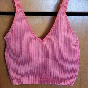 Pink Ribbed Brami Crop Top, Size S/M